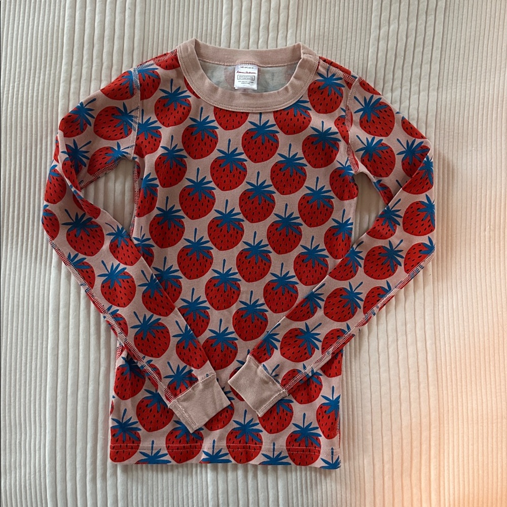 Hanna Andersson Pink Red and Blue Strawberry Long Sleeve Pajama Top